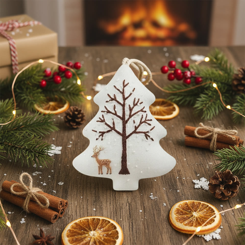 Rubbyoo Tree-shaped Embroidery Kit - Deer With Tree | Unique Winter Craft | Nice For Room Decor - image 1