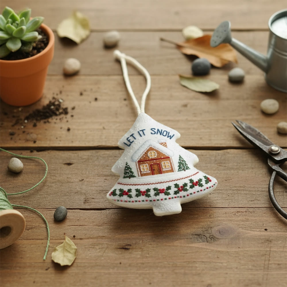 Rubbyoo Tree-shaped Embroidery Kit - Let It Snowy | Christmas Needle Art | Perfect Handmade Gift - image 7