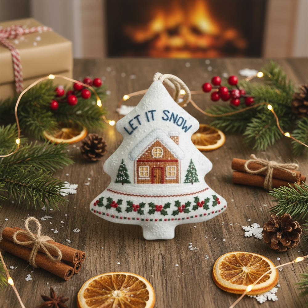 Rubbyoo Tree-shaped Embroidery Kit - Let It Snowy | Christmas Needle Art | Perfect Handmade Gift - image 1