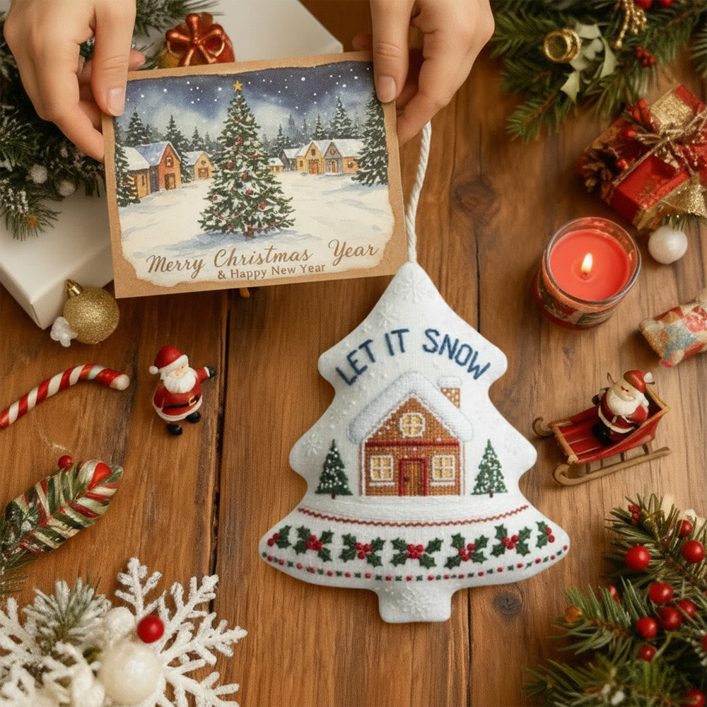 Rubbyoo Tree-shaped Embroidery Kit - Let It Snowy | Christmas Needle Art | Perfect Handmade Gift - image 3