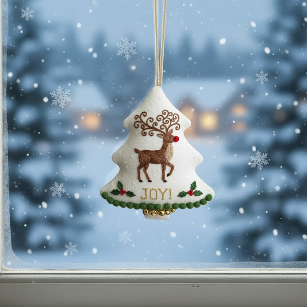 Rubbyoo Tree-shaped Embroidery Kit - Christmas Joyful Deer | Lovely Animal Art | Diy Hanging Craft  - image 9