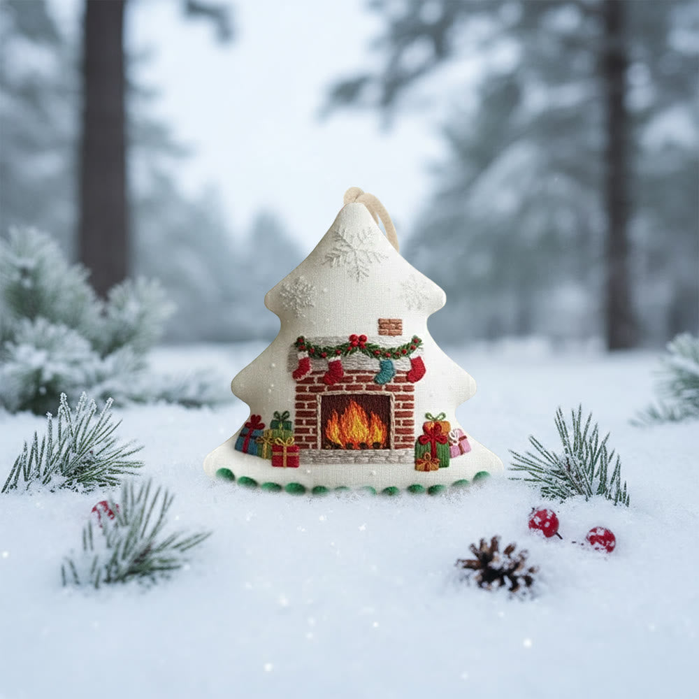 Rubbyoo Tree-shaped Embroidery Kit - Christmas Fireplace | Diy Holiday Gift | Handmade Needle Art - image 9