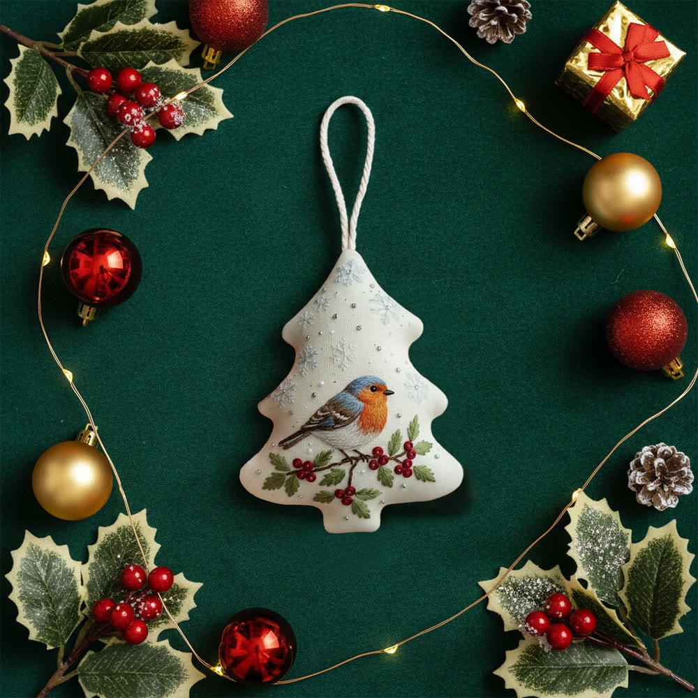 Rubbyoo Tree-shaped Embroidery Kit - Winter Robin | Charming Handmade Ornament | Perfect for Craft Enthusiasts - image 9