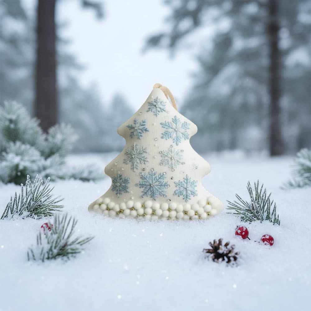 Rubbyoo Tree-shaped Embroidery Kit - Snowflakes And Pearls | Elegant Diy Craft | Lovely Addition To Festive Collection - image 3