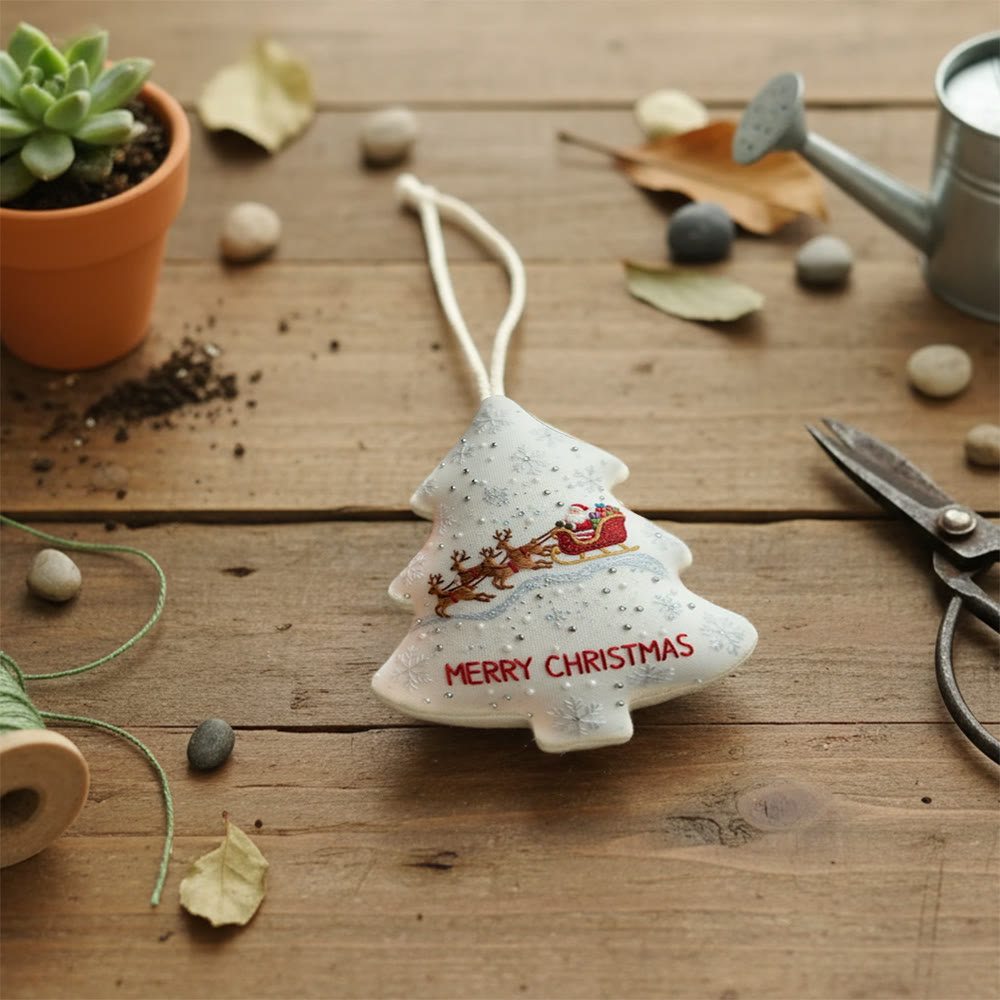 Rubbyoo Tree-shaped Embroidery Kit - Santa’s Sleigh Ride | Whimsical Embroidery Design | Heartwarming Christmas Keepsake - image 4