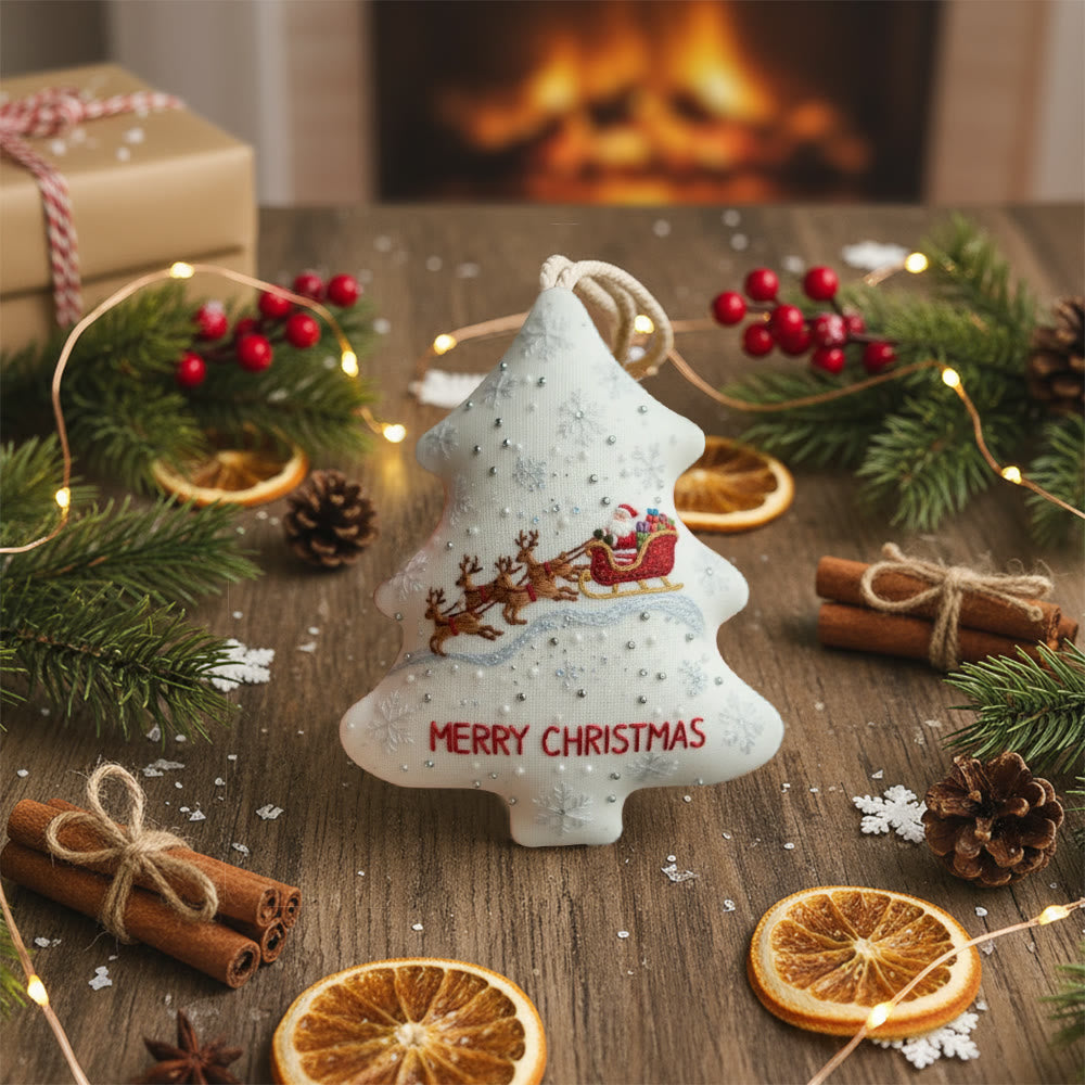 Rubbyoo Tree-shaped Embroidery Kit - Santa’s Sleigh Ride | Whimsical Embroidery Design | Heartwarming Christmas Keepsake - image 6