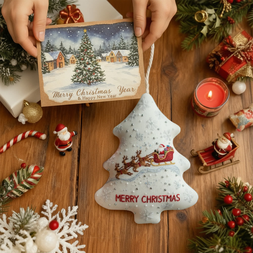 Rubbyoo Tree-shaped Embroidery Kit - Santa’s Sleigh Ride | Whimsical Embroidery Design | Heartwarming Christmas Keepsake - image 8