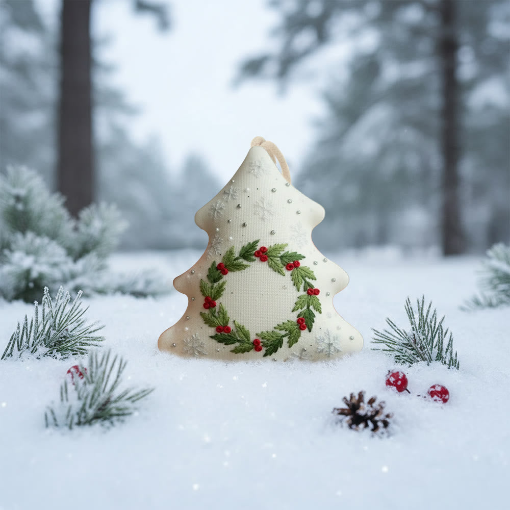 Rubbyoo Tree-shaped Embroidery Kit - Holly Wreath | Delicate Stitching | Perfect For Diy Enthusiasts - image 3