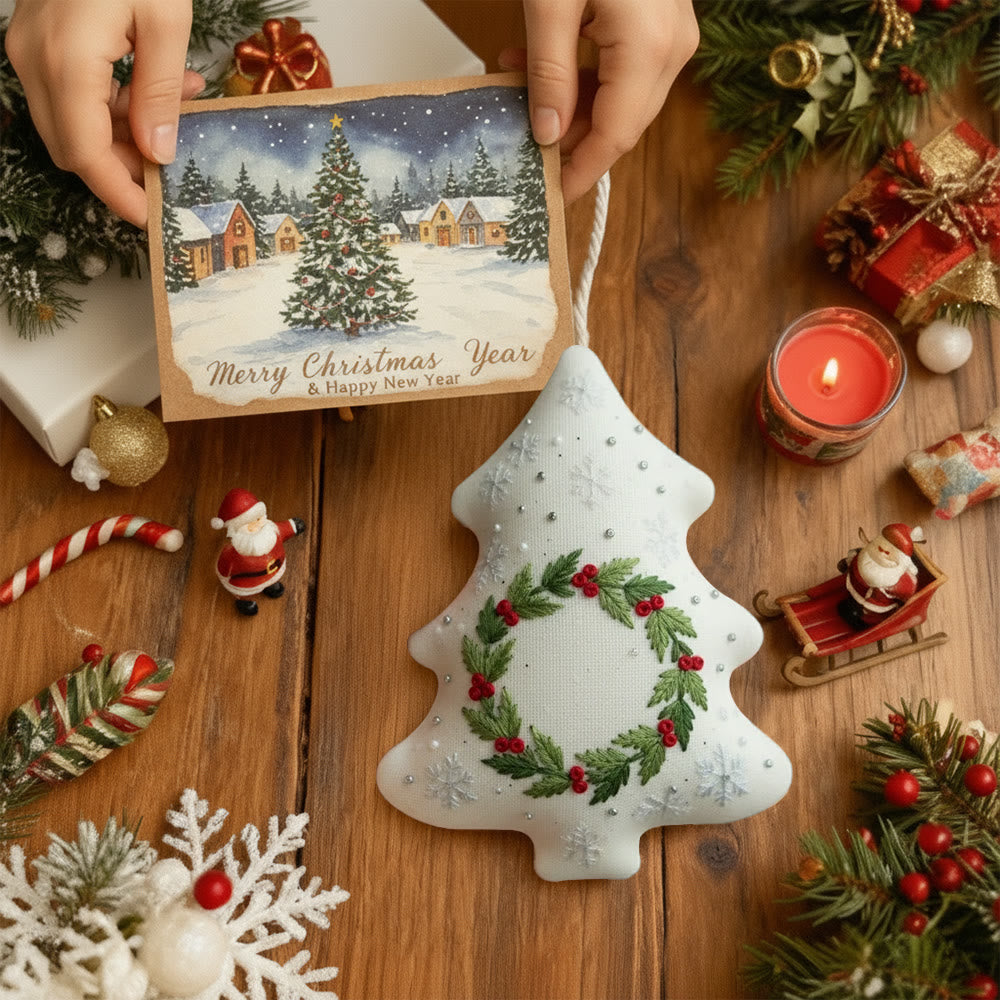 Rubbyoo Tree-shaped Embroidery Kit - Holly Wreath | Delicate Stitching | Perfect For Diy Enthusiasts - image 8