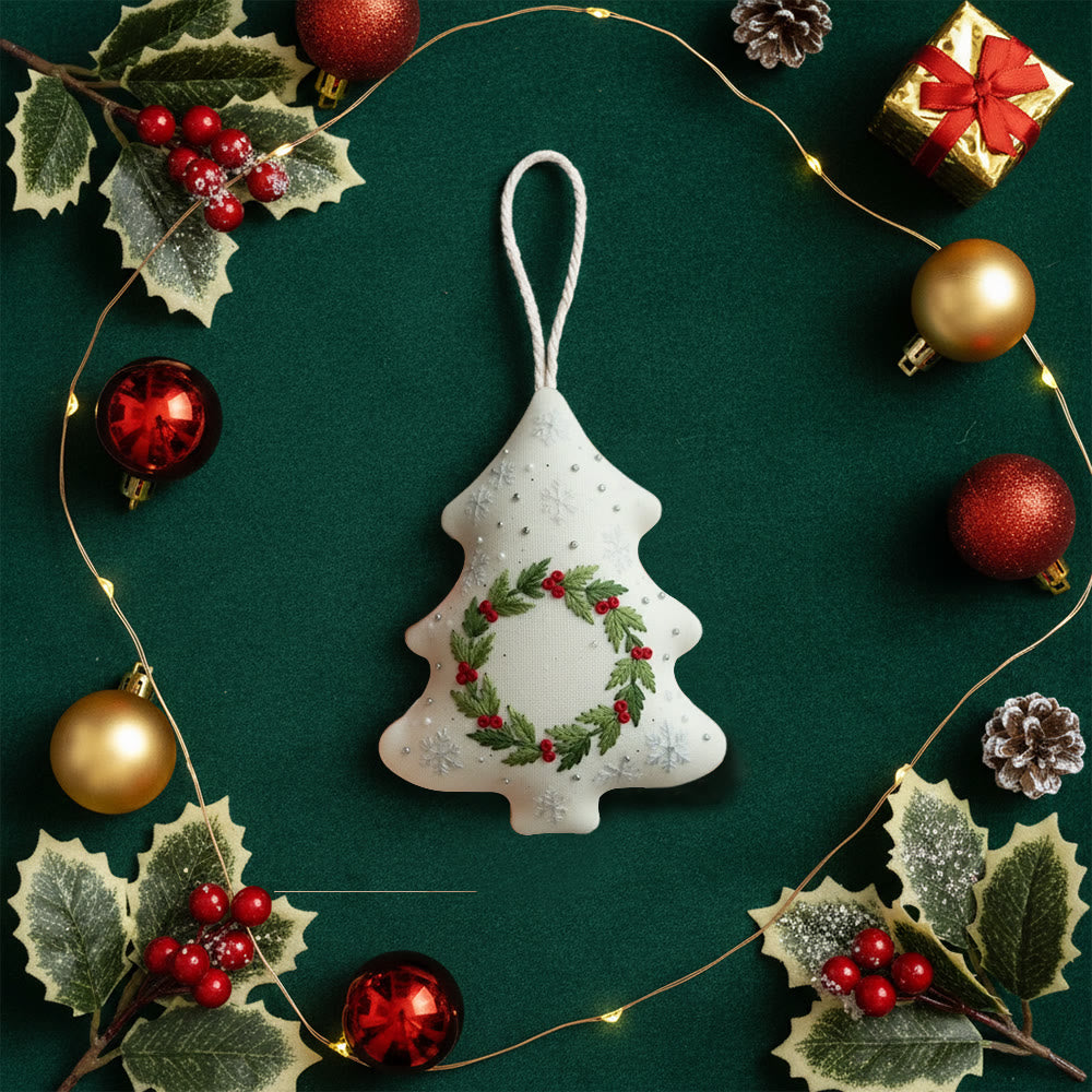 Rubbyoo Tree-shaped Embroidery Kit - Holly Wreath | Delicate Stitching | Perfect For Diy Enthusiasts - image 9