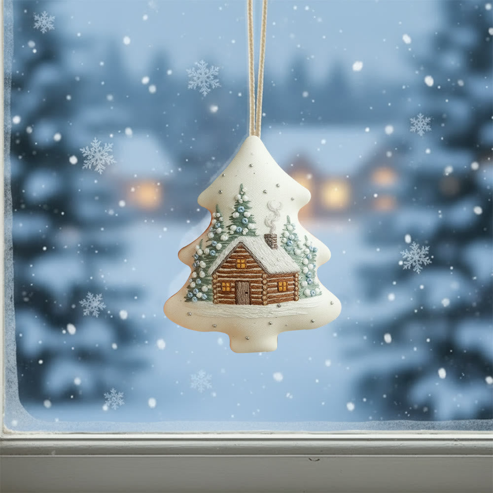Rubbyoo Tree-shaped Embroidery Kit - Winter Cabin | Christmas Home Decoration | Creative Handmade Art - image 4