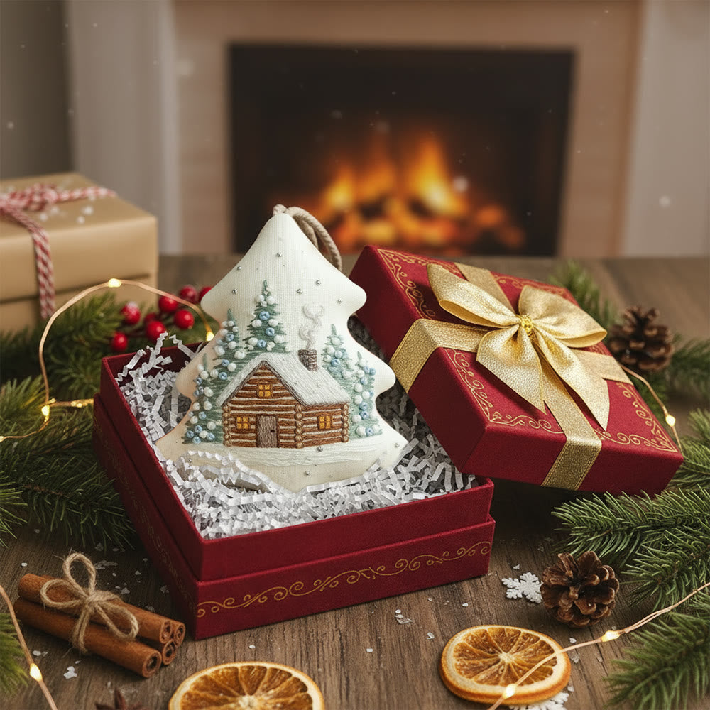 Rubbyoo Tree-shaped Embroidery Kit - Winter Cabin | Christmas Home Decoration | Creative Handmade Art - image 3