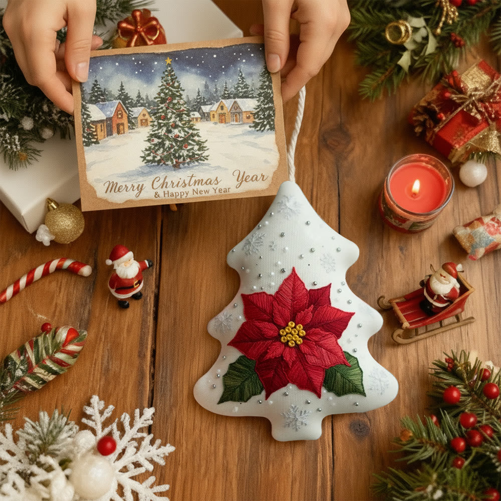 Rubbyoo Tree-shaped Embroidery Kit - Poinsettia | Beginner Friendly Handicraft | Diy Holiday Collection - image 3