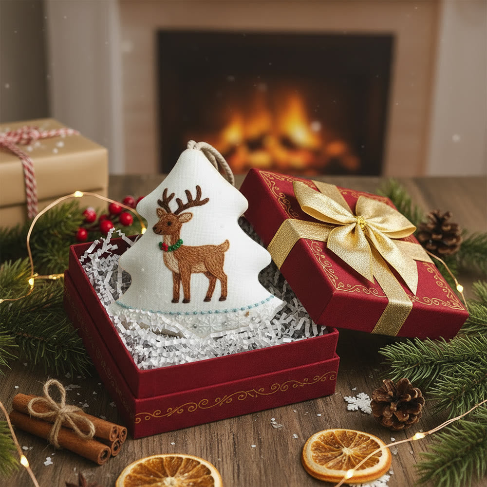 Rubbyoo Tree-shaped Embroidery Kit - Cute Elk | Handmade Animal Craft | Nice Birthday Gift - image 1