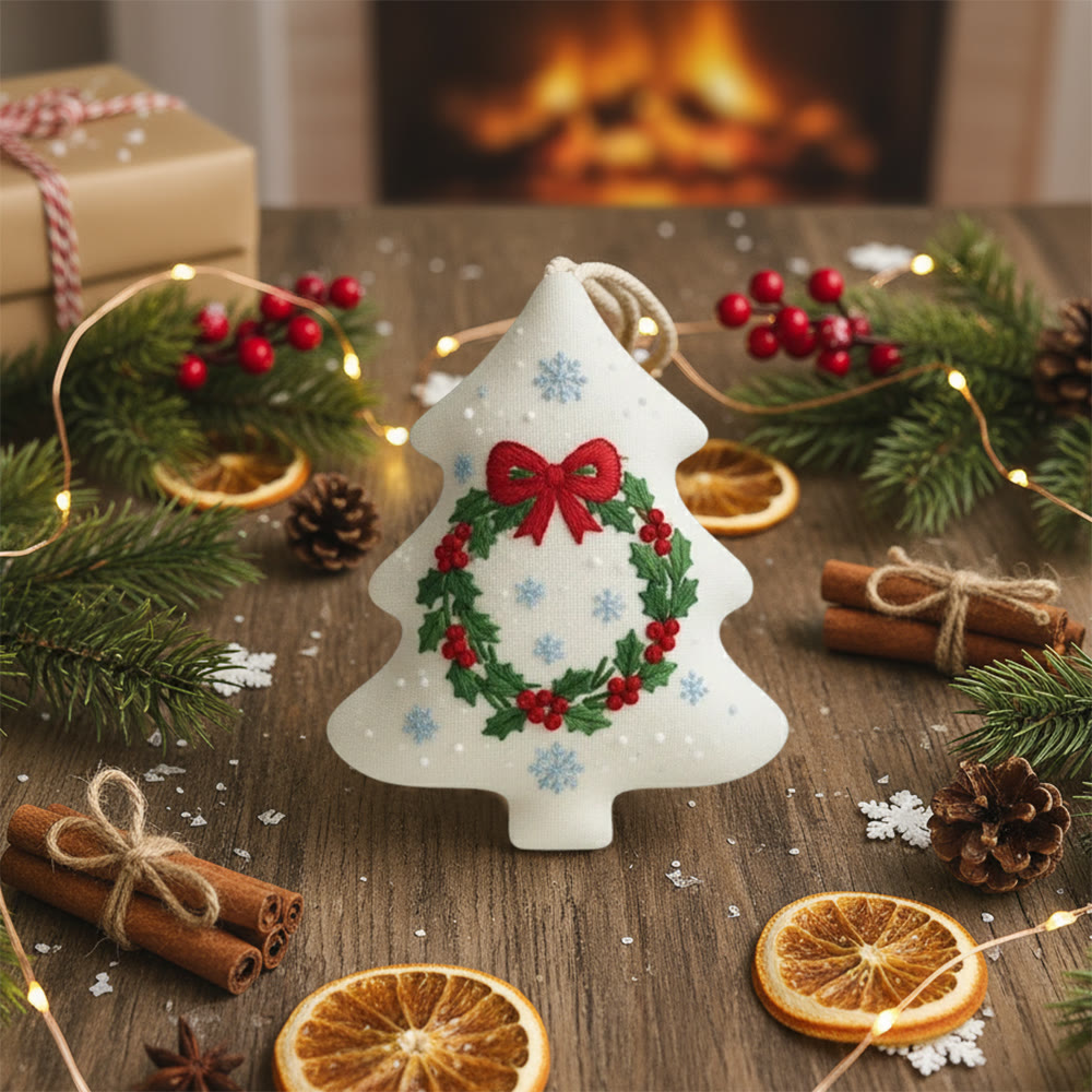 Rubbyoo Tree-shaped Embroidery Kit - Christmas Wreath | Personalized Stitch Art | Diy Wall Hanging  - image 2